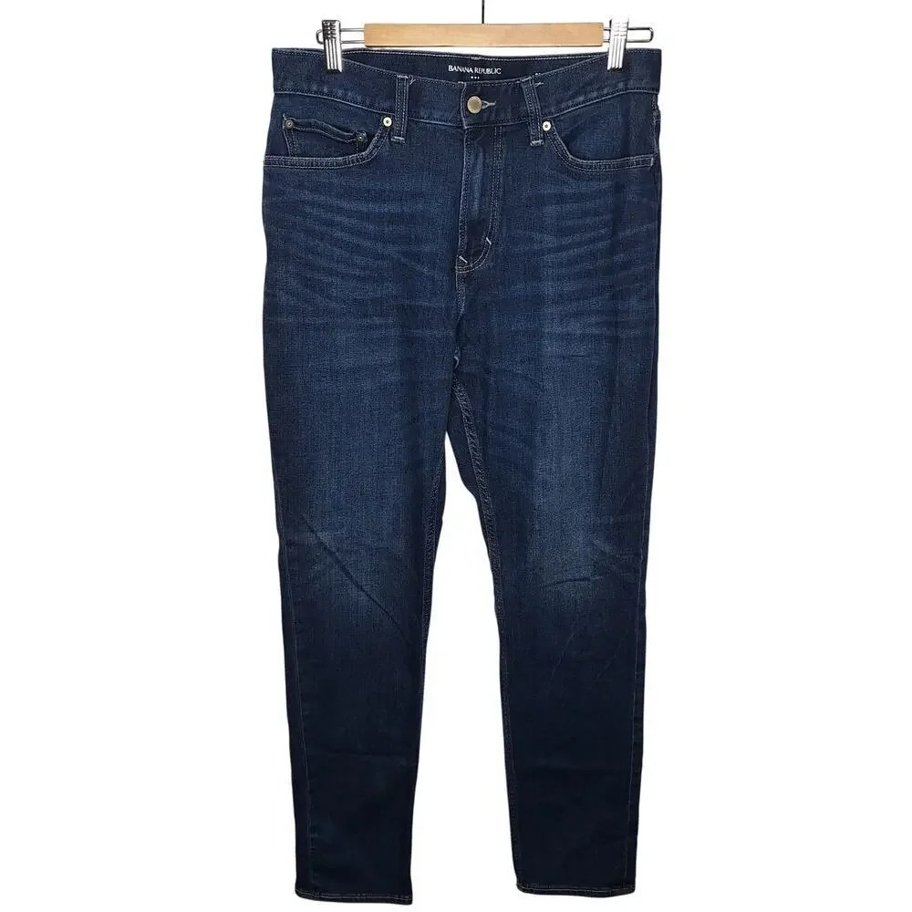 Banana Republic Travel Jeans Athletic Fit 31x32 Washwell Mid Blue Wash Stretch